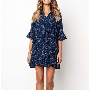 Navy blue polka dot Maternity dress